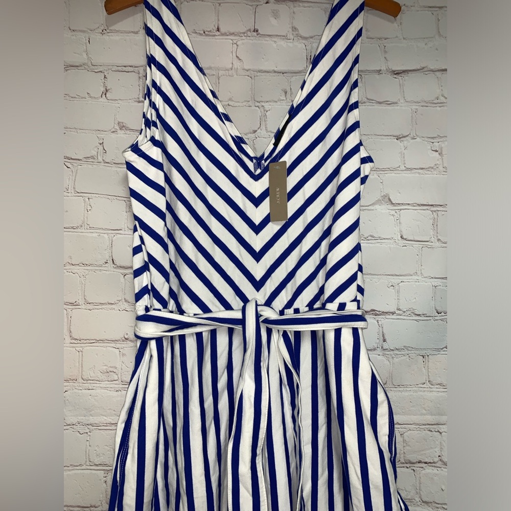 NEW J. Crew Re-Imagined Striped Wide Leg Summer Jumpsuit Size 10 - Picture 2 of 9